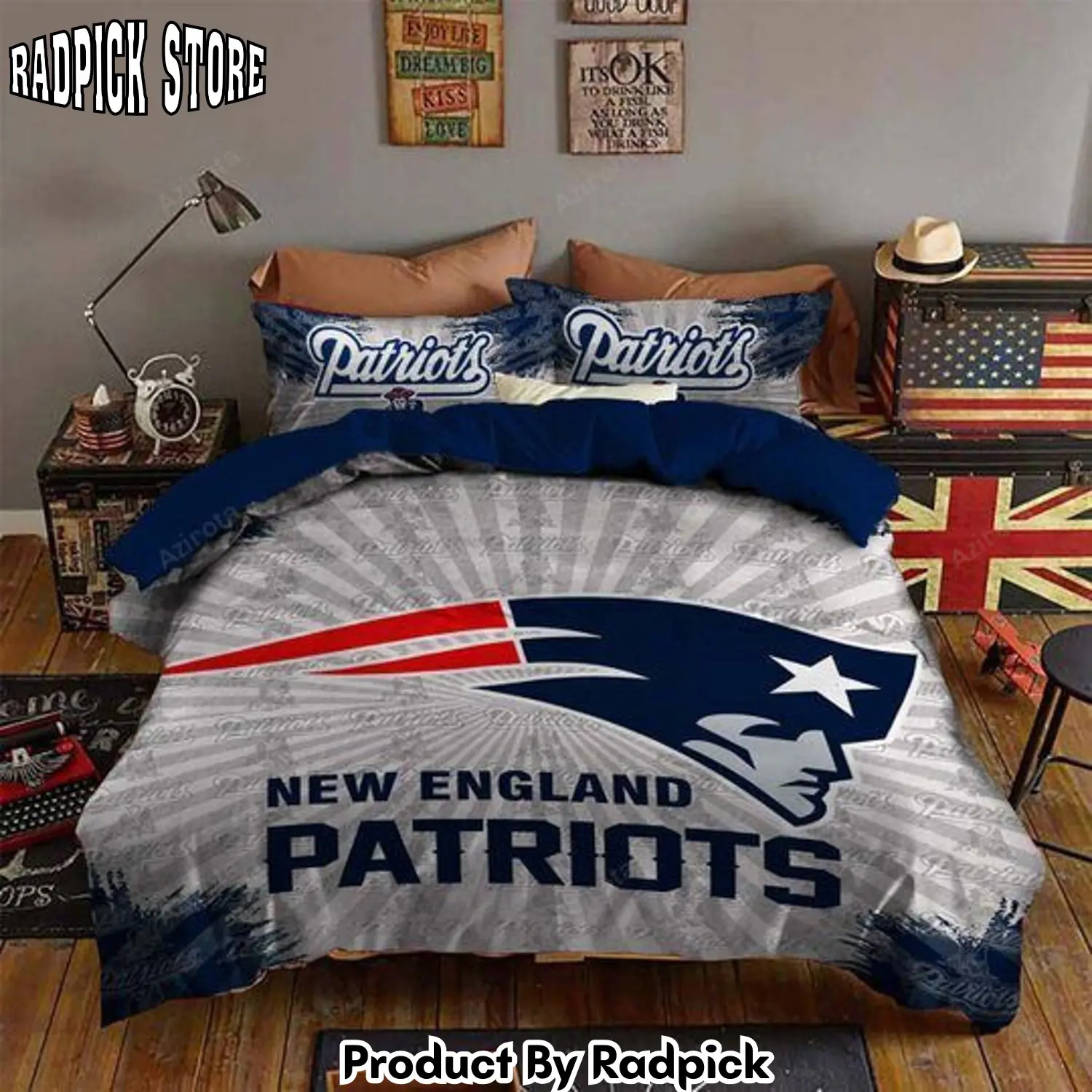Radpick v6 new england patriots bedding set sleepy halloween and christmas duvet cover pillow cases rp327517